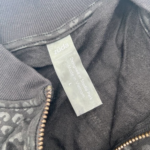 Zuda Womens Light‎ Jacket Black Cheetah Print Stretch Drawstring Waist L New - Picture 5 of 7